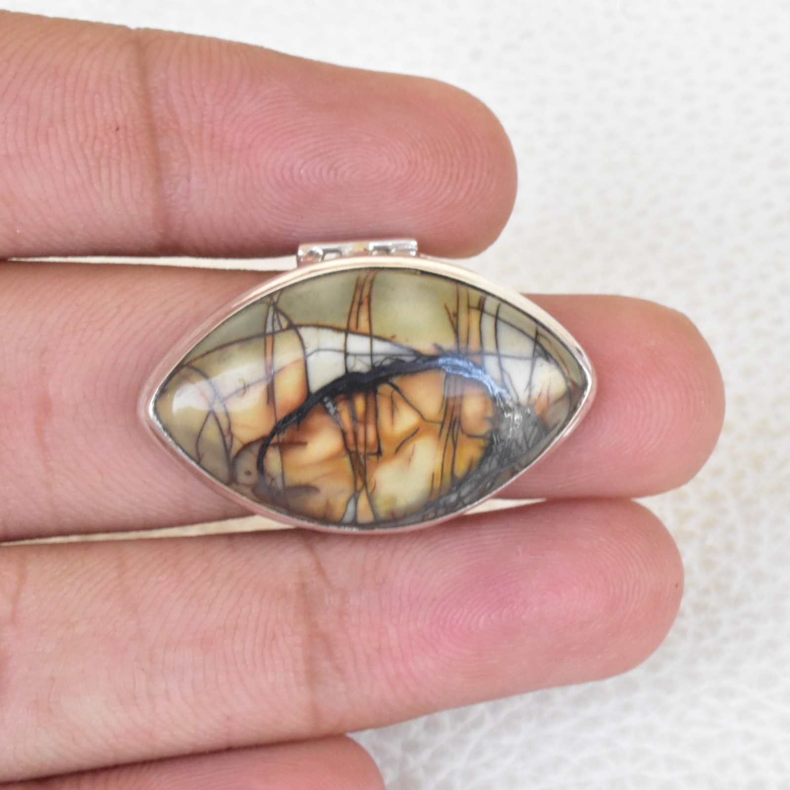 SPIDER WEB JASPER NATURAL GEMSTONE 925 SOLID STERLING SILVER JEWELRY RING 3 TO12