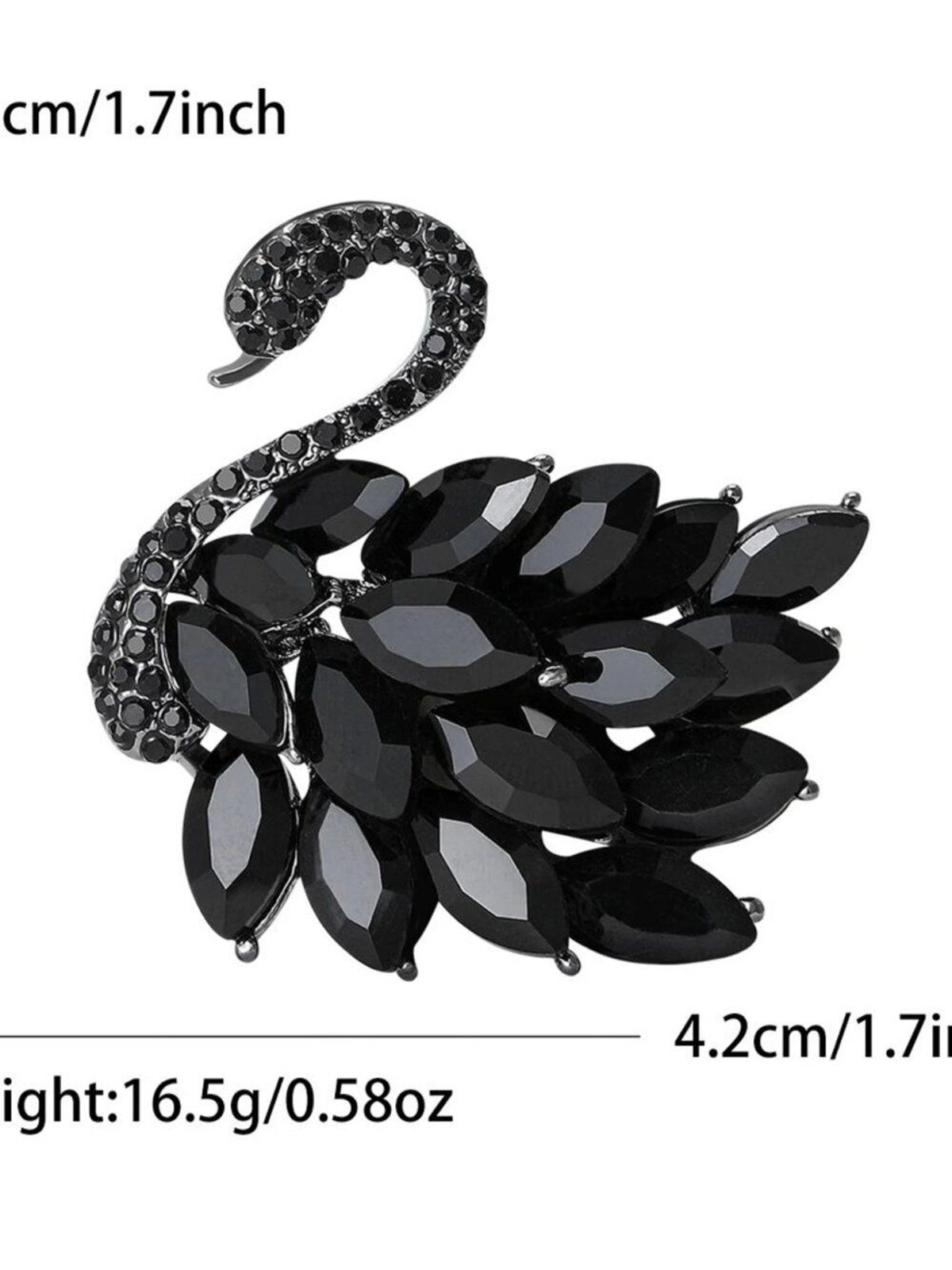 ✨ Black Swan Crystal Brooch Pin Elegant Statement Jewelry ✨