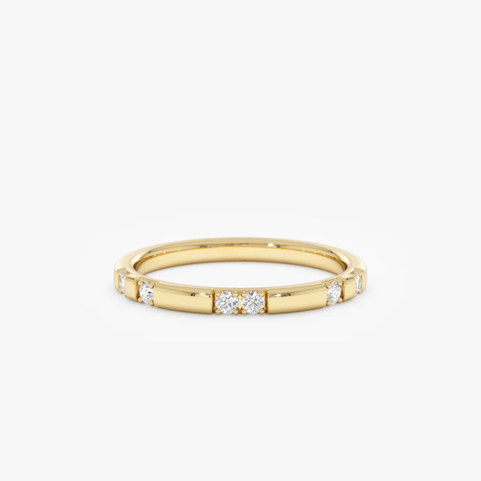 0.11 Ct Natural Round Cut Diamond Eternity Wedding Band Ring 14K Yellow Gold