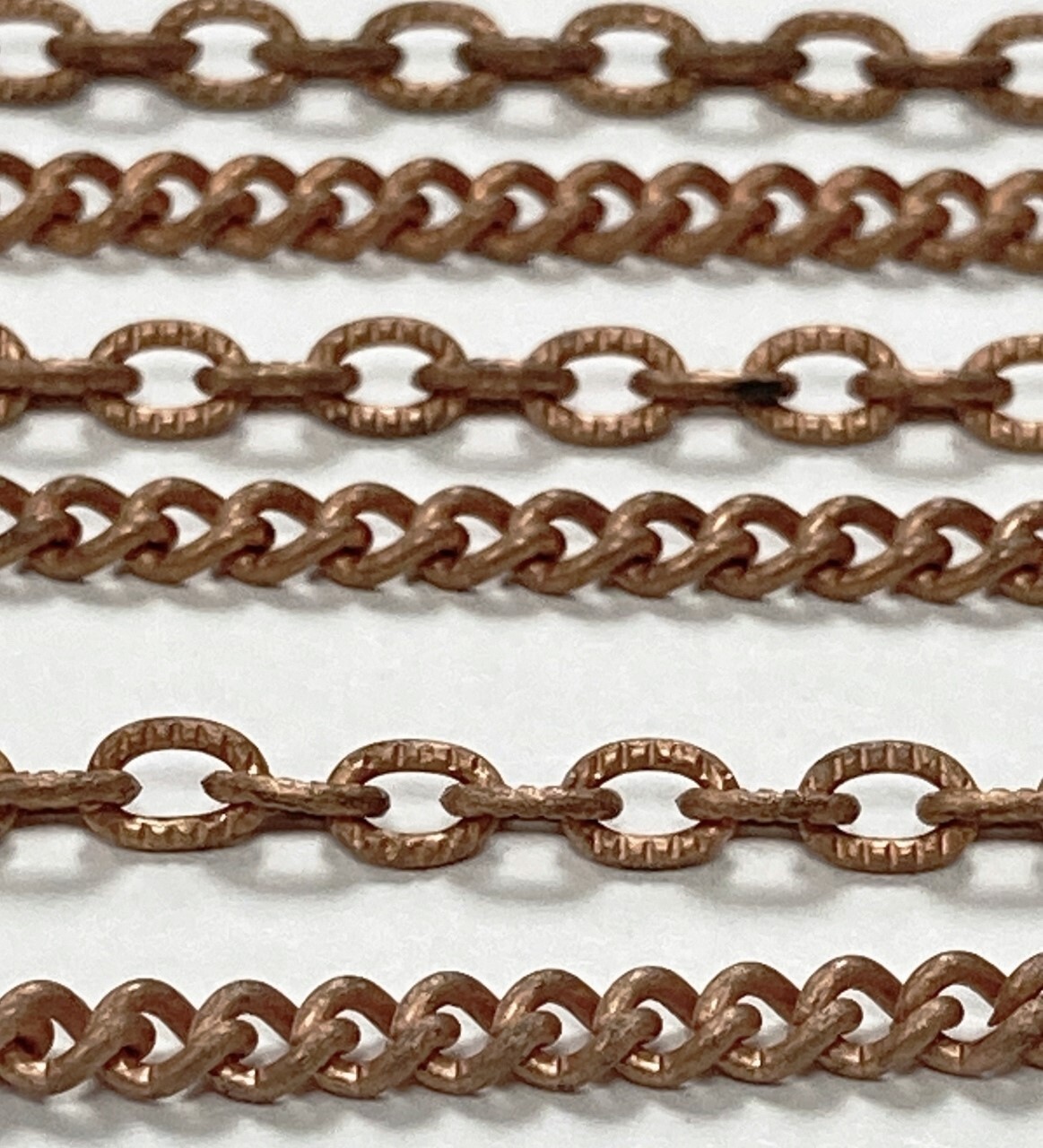 12 VINTAGE AGED COPPER COATED STEEL 2 CHAIN 6.25″ JUMP RING SECTIONS N35
