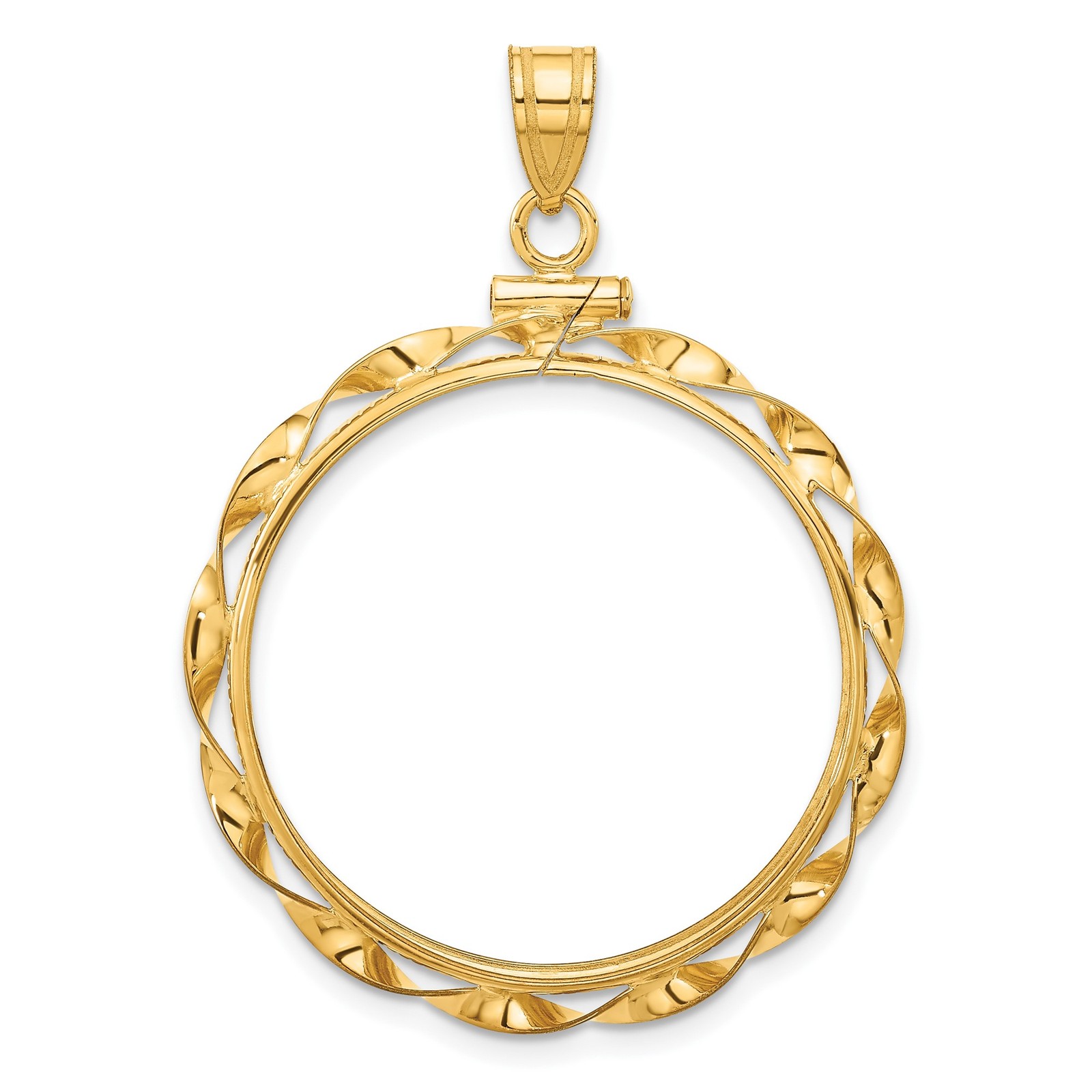 1/2 oz $25 American Gold Eagle Coin Bezel 27mm Twisted Screw Top 10k Yellow Gold