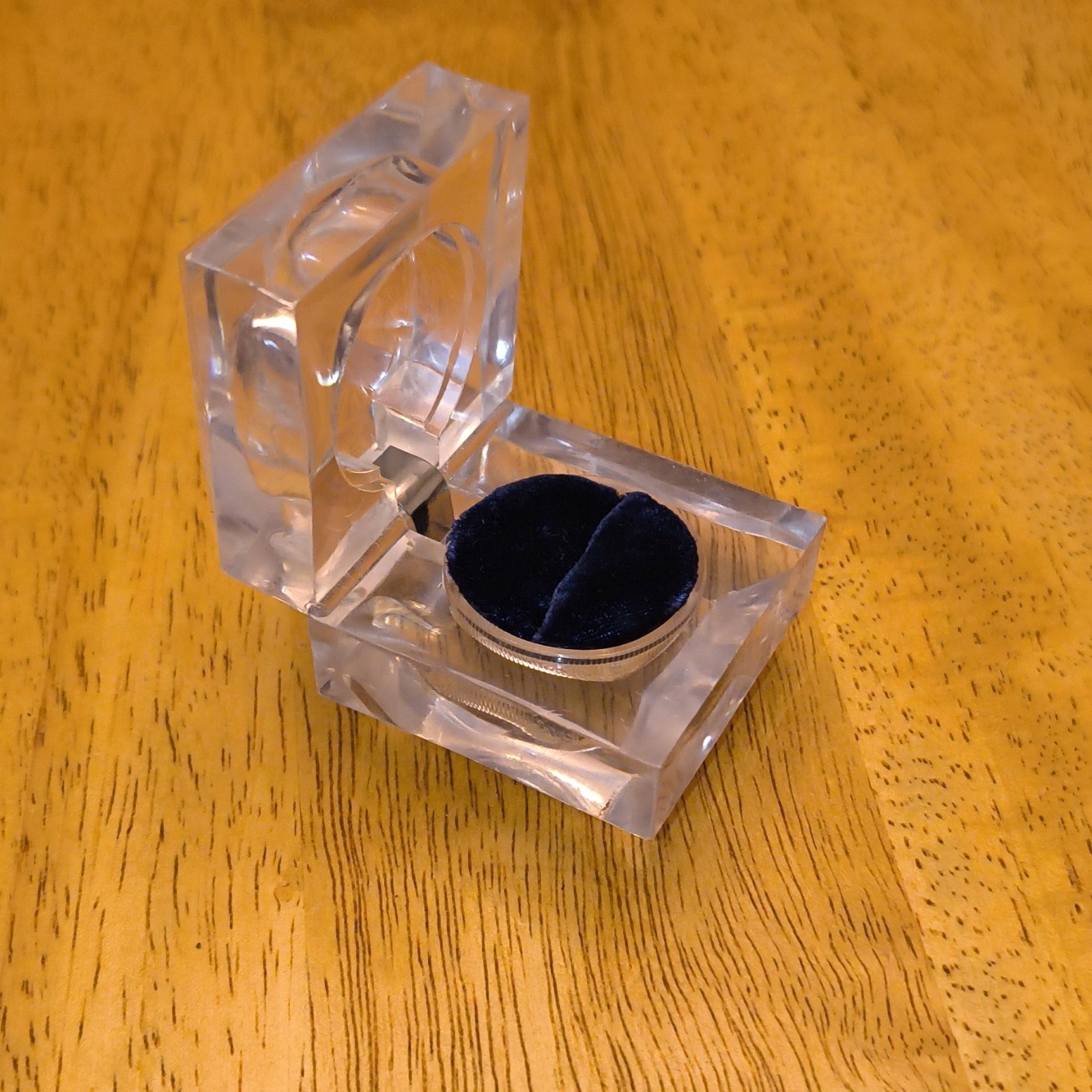Clear Acrylic Square Ring Jewelry Box w/ Black Velvet Lined Insert, 1pc