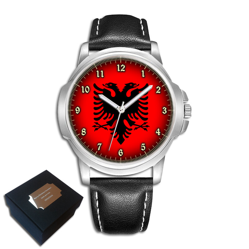 ALBANIA ALBANIAN FLAG EAGLE GENTS MENS WRIST WATCH BIRTHDAY BEST GIFT ENGRAVING