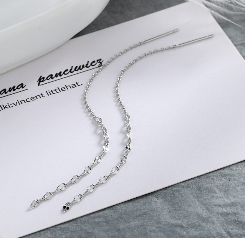 Sterling Silver Plated Tassel Threader Dangle Drop Earrings Long Chain Gift TH3