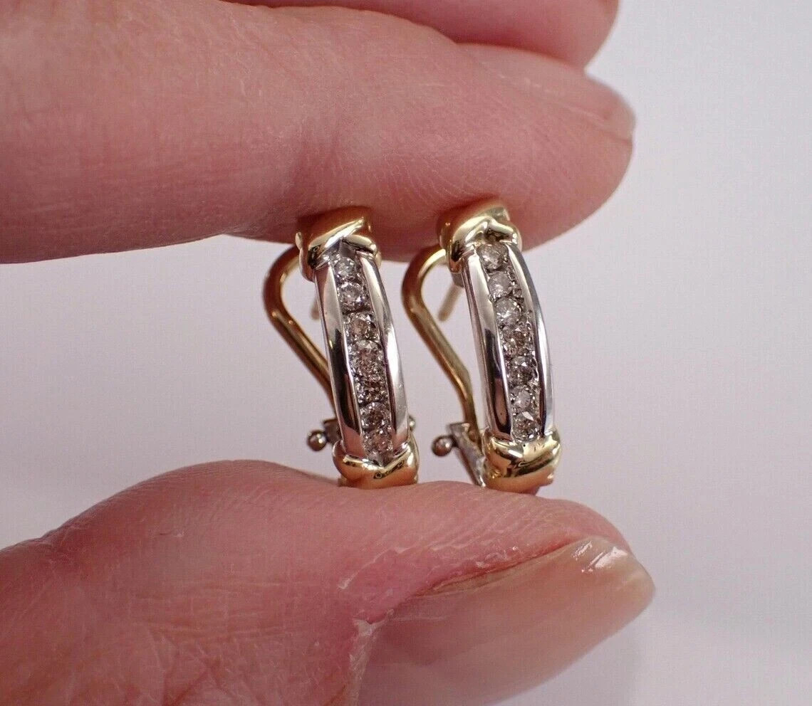 2Ct Round Cut Lab Created Diamond Women’s Hoop Earrings 14k Two Tone Gold Plated