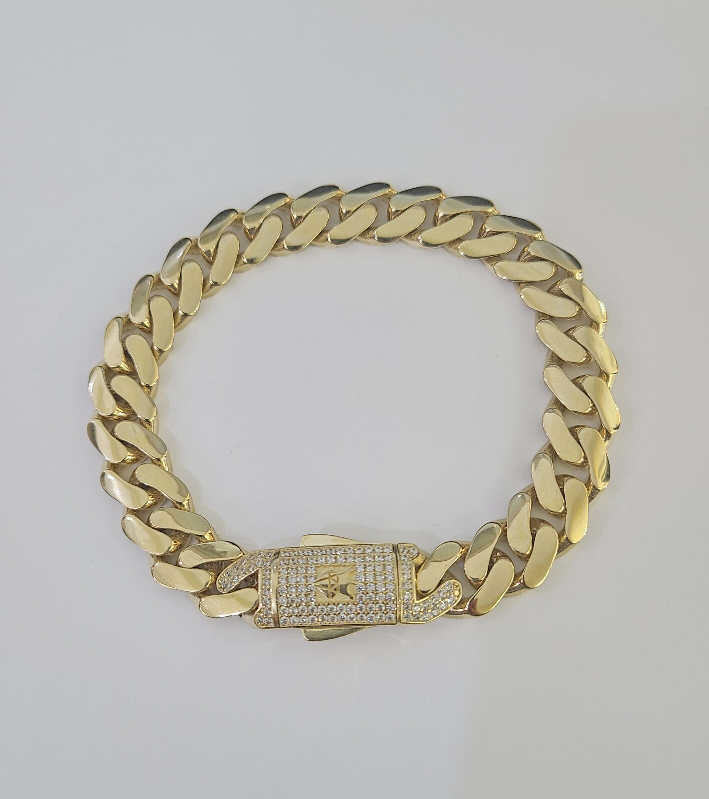 Real 14k Gold Monaco Bracelet 7mm-11mm 8″-8.5″ 14kt Yellow