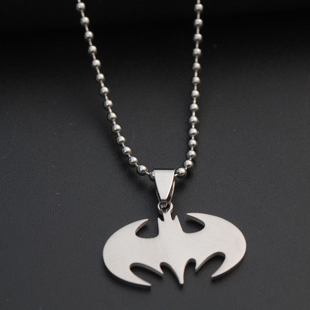 Stainless Steel Superhero Bat Charm Necklace Batman Insect Pendant Jewelry