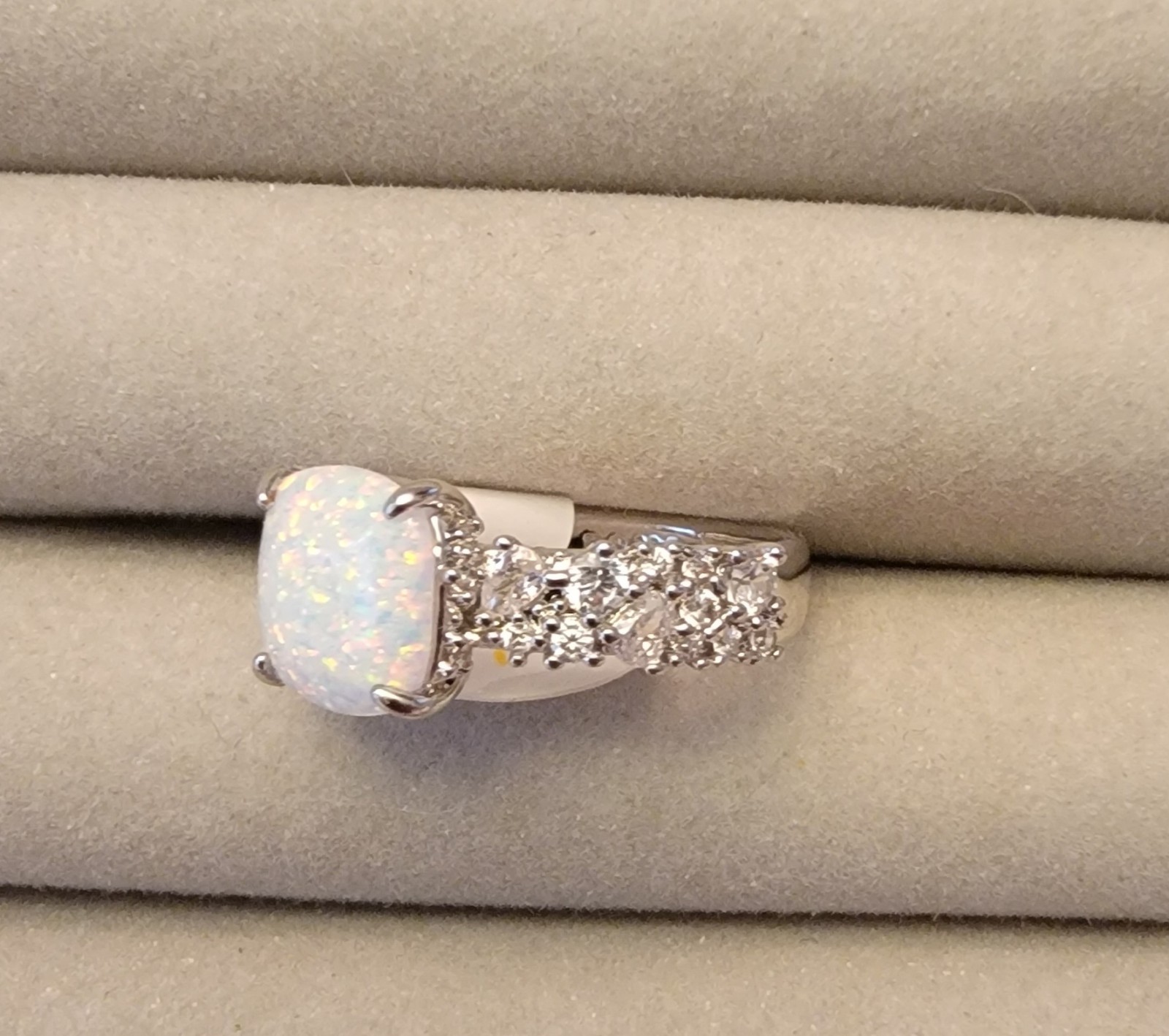 Jewel Bomb Party Ring Size 7 Shimmering Bliss OG Opal With Rodium Plating