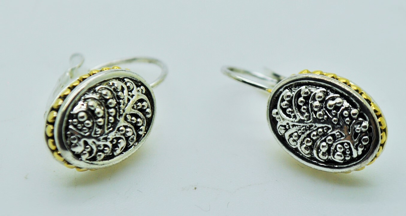 Simply unique modern style two tone drop/Dangle fashion French clip earrings