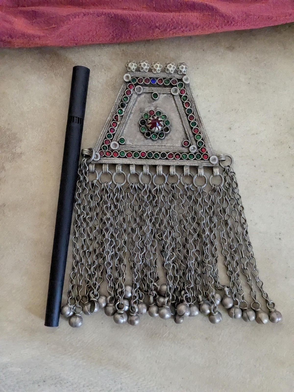 Vintage Tribal Jewelry Pendant Waziri Ethnic Adornment Jingling Dangles (19103)