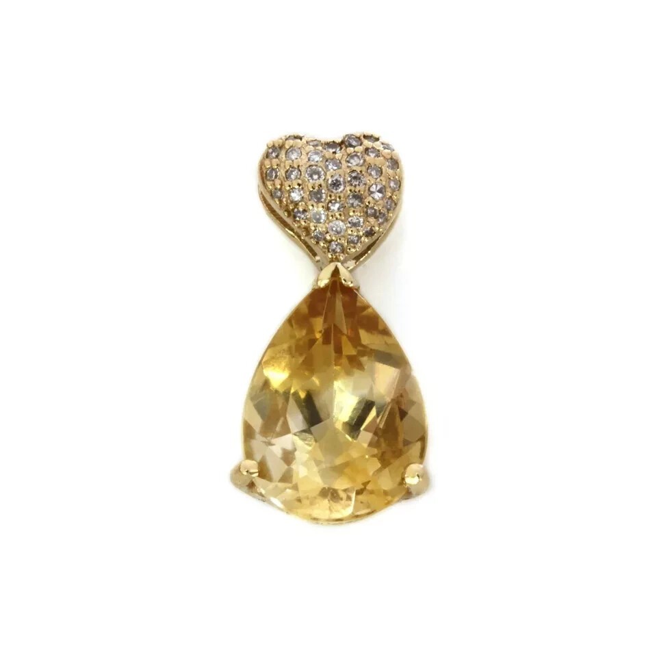 Pear Cut Simulated Yellow Citrine Pretty Pendant Chain In 14k Yellow Gold Plated