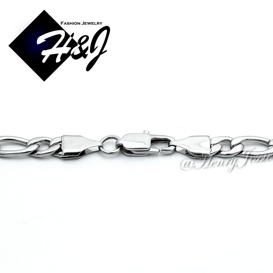 24″MEN’s Stainless Steel 8mm Silver Figaro Link Chain Necklace Bracelet SETS