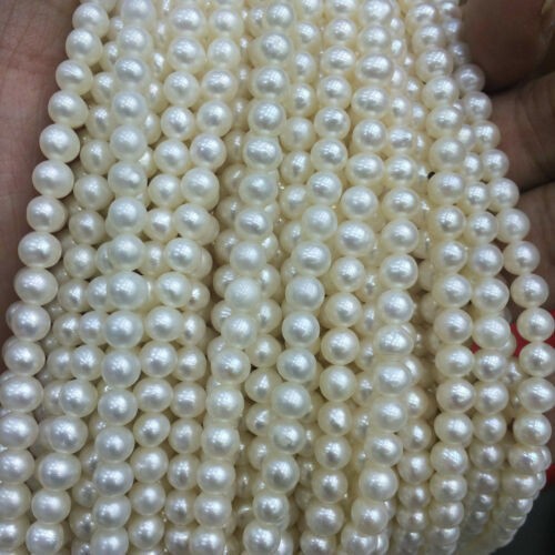 AAA 5-6mm Natural white Akoya Pearl Necklace 16 inch 14K clasp