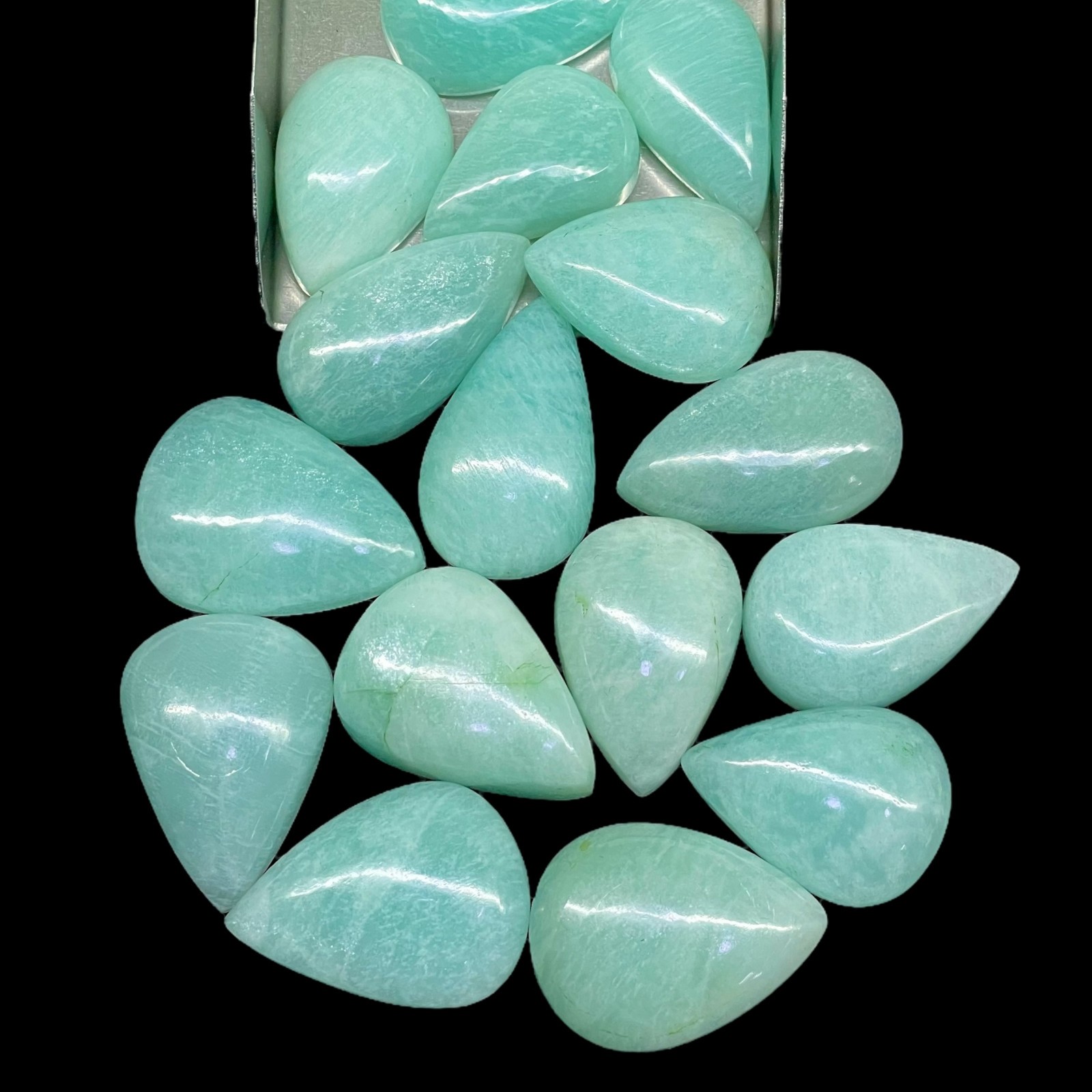 16 Pcs Natural Amazonite 25-29mm Huge Pendant Size Loose Cabochon Gemstones Lot