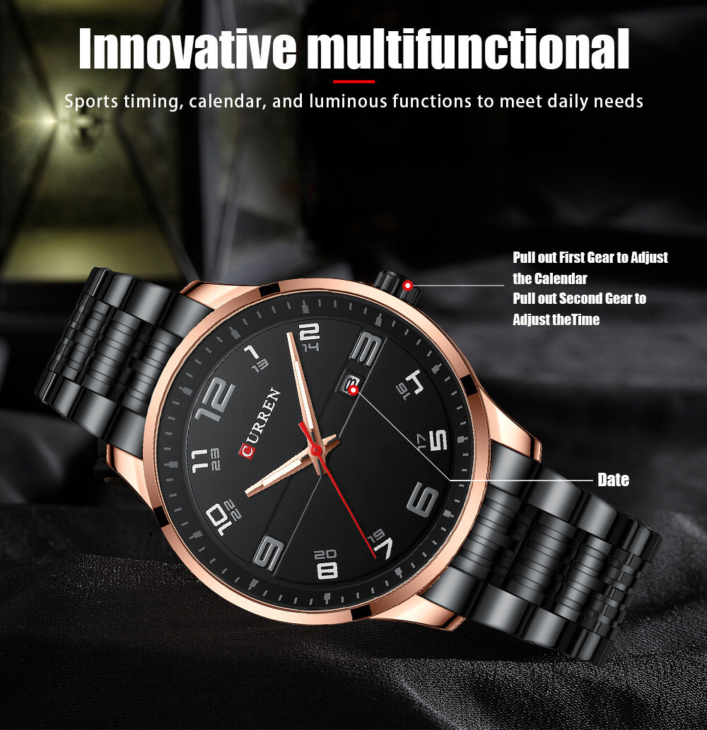 CURREN Men’s Casual & Business Quartz Watch – Steel Luminous Male Wristwatch