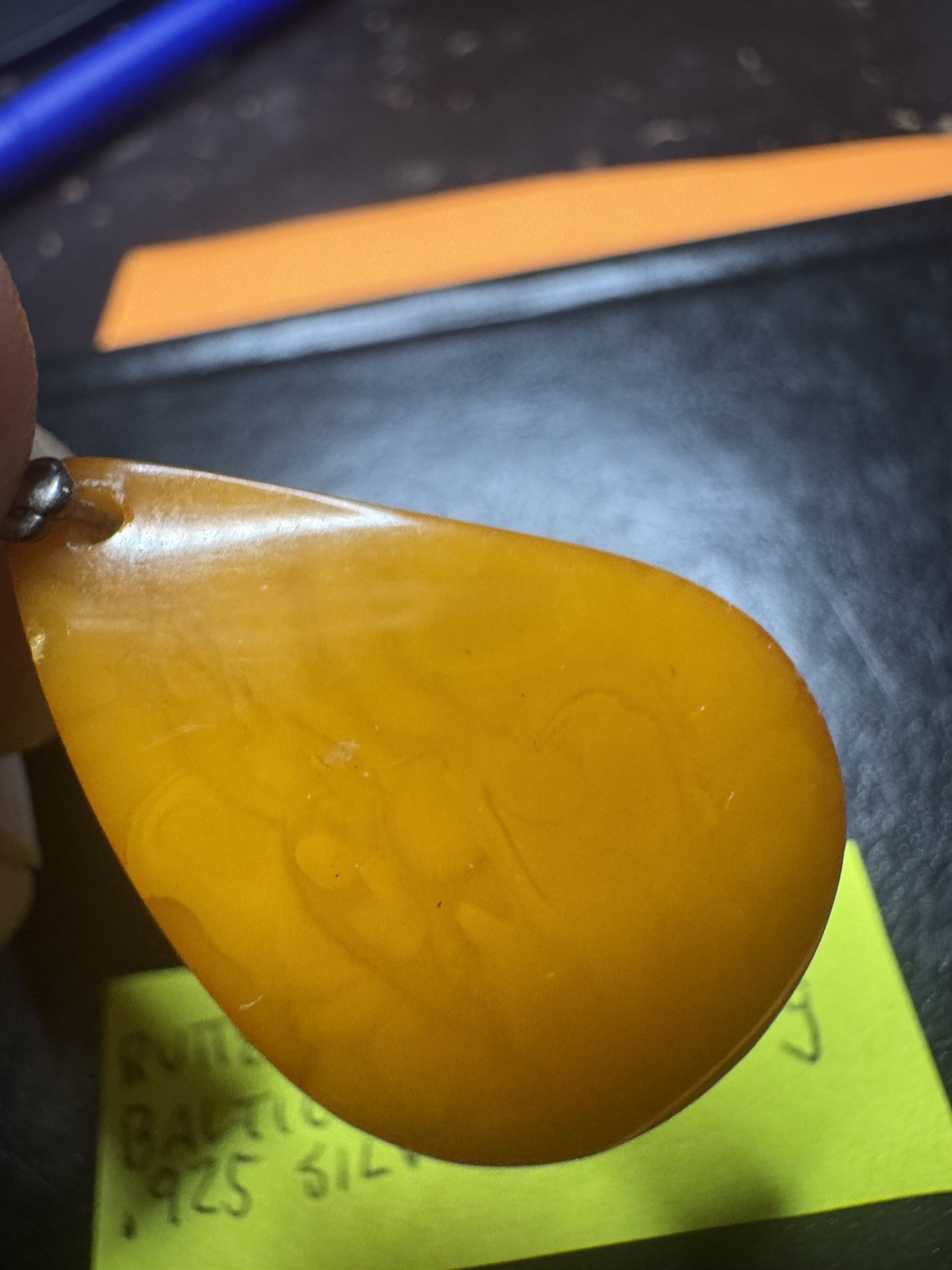 Butterscotch Amber Pendant .925 Sterling Silver 3.2 Grams SEE PICS !!😳