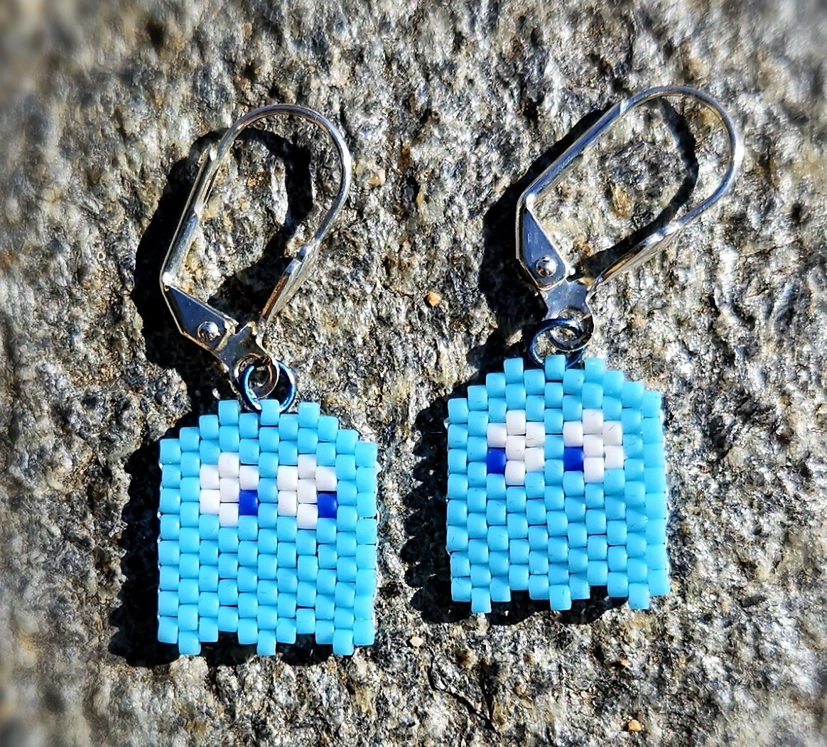 Pac-Man Blue Ghost Earrings
