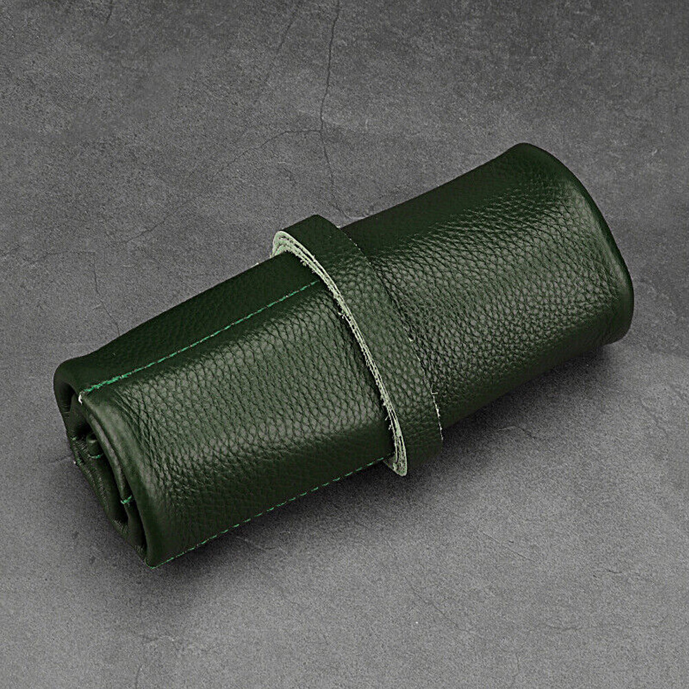 6 Slots Watch Roll Travel Case Genuine Leather Watches Jewelry storage Pouch Bag