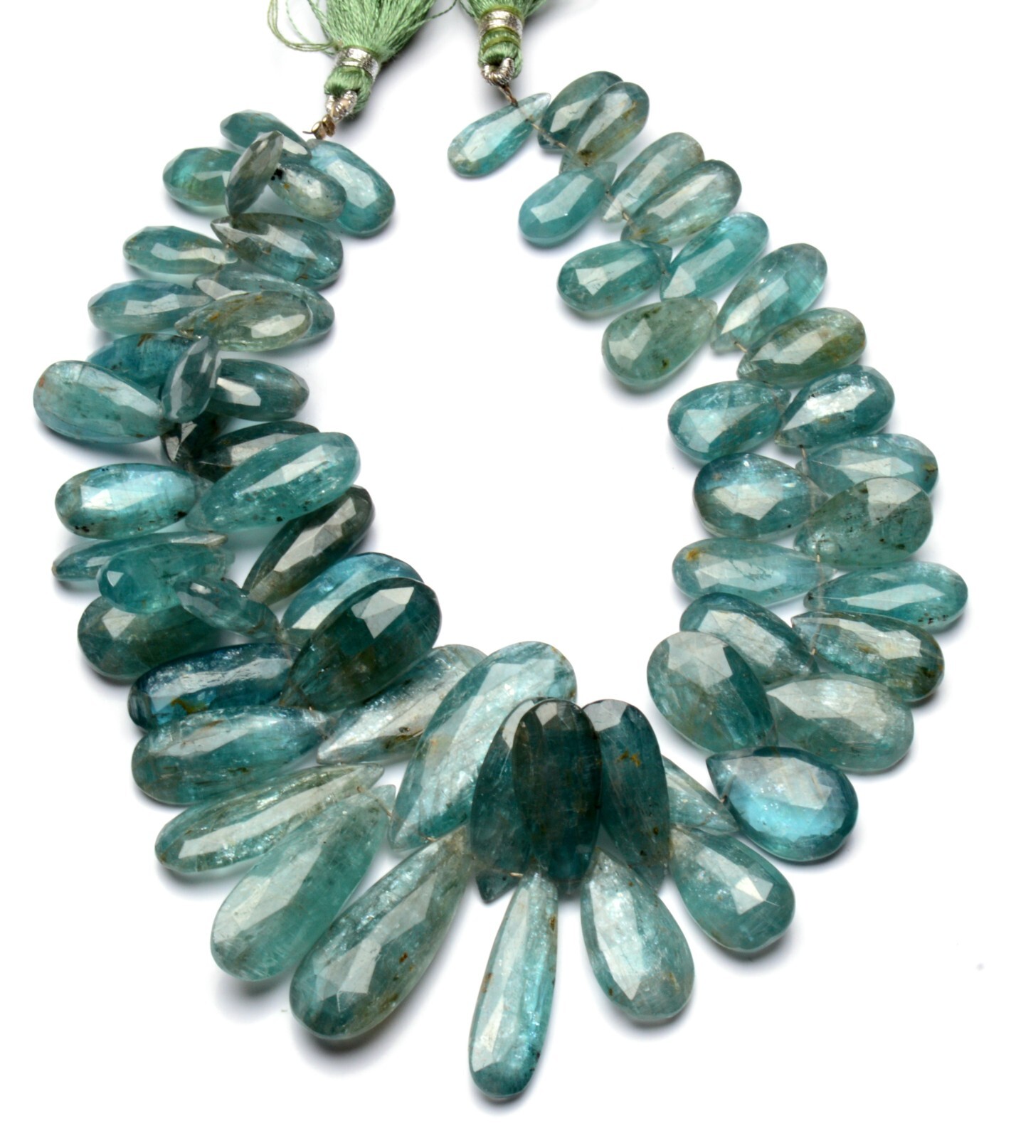 Rare Gem Aqua Kyanite Faceted Pear Briolette 13×7 to 30x11mm Beads 10″ Strand