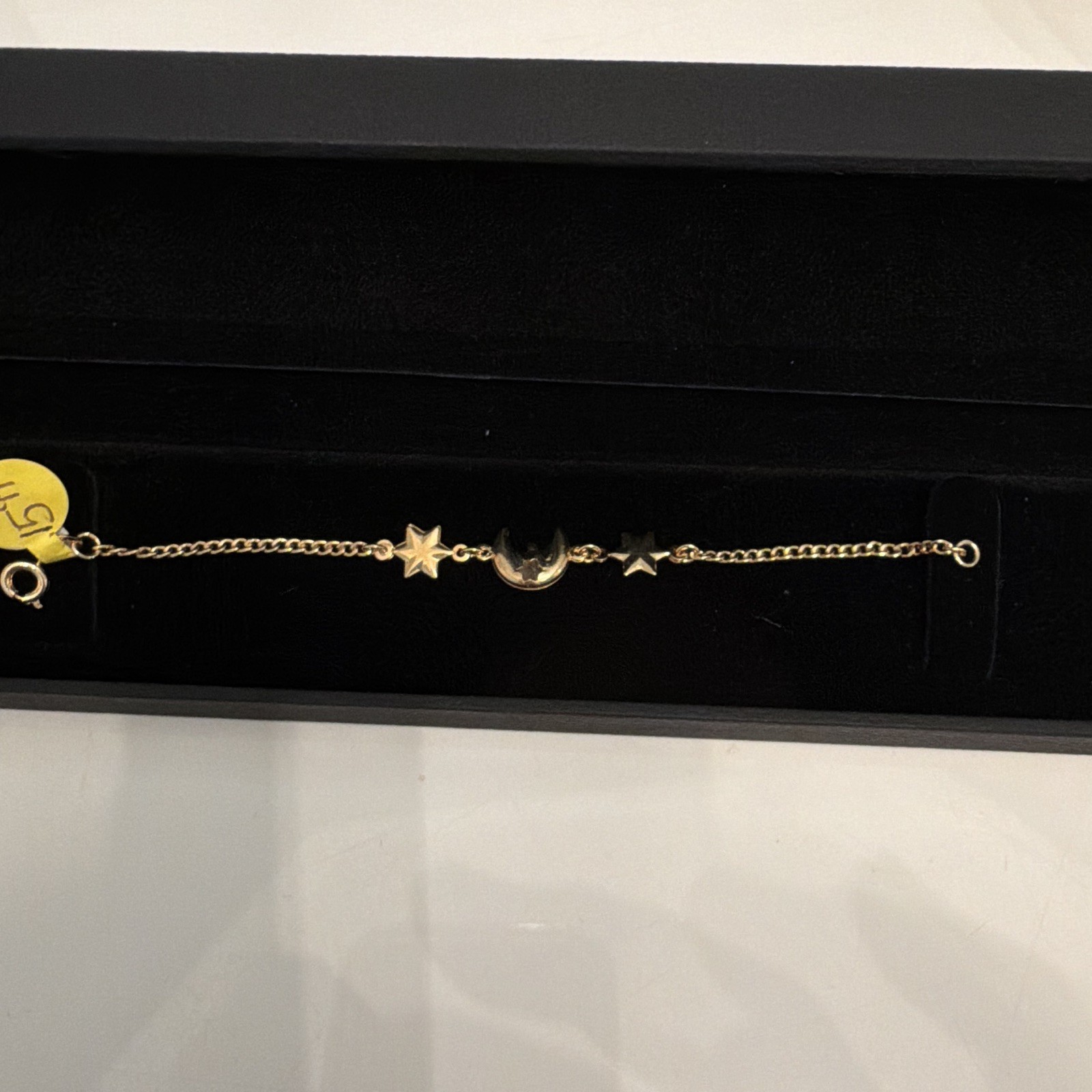 18kGold filled Celestial Moon & Star Dangle Charm Cable BABY Bracelet 6 in