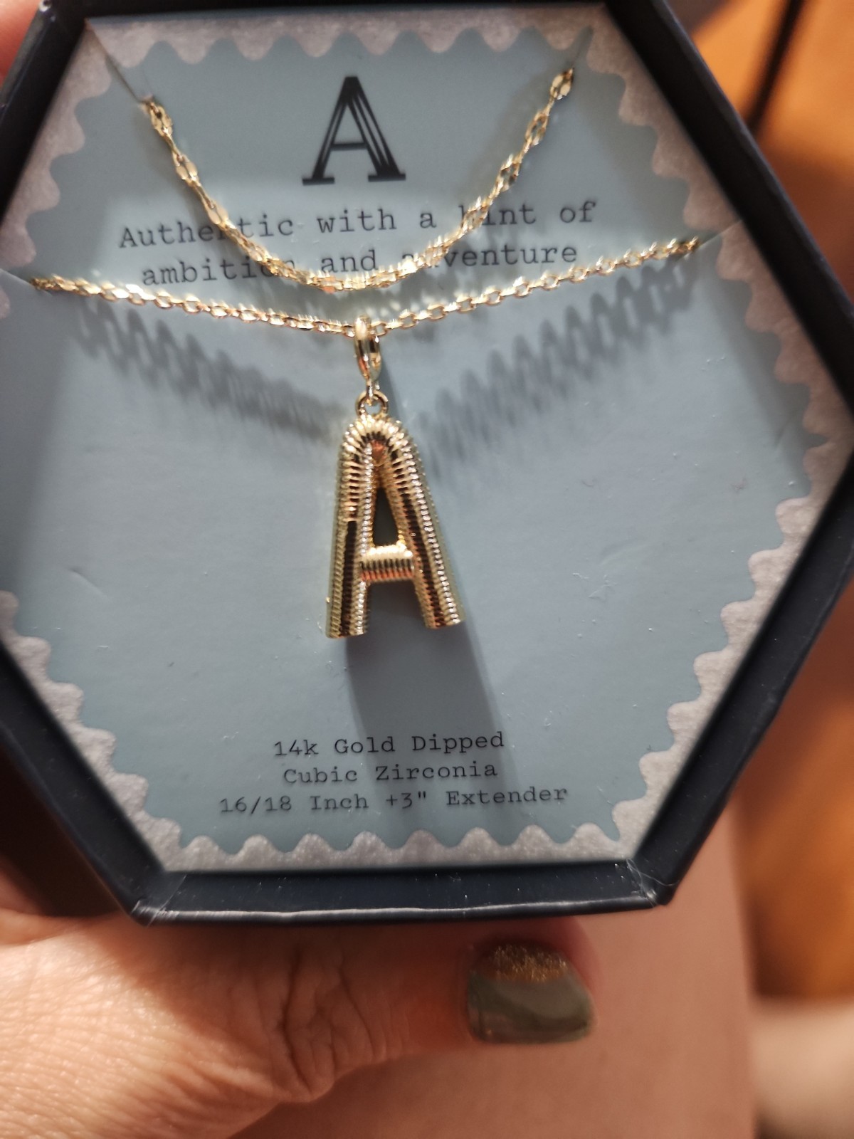 A New Day letter A necklace 14k Gold Dipped Cubic Zirconia