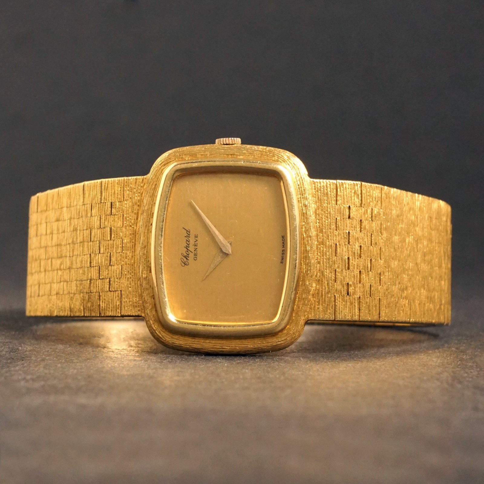 Stunning Chopard 18K Yellow Gold Man’s Mesh Bracelet Watch w/Orig Box, 114g MINT