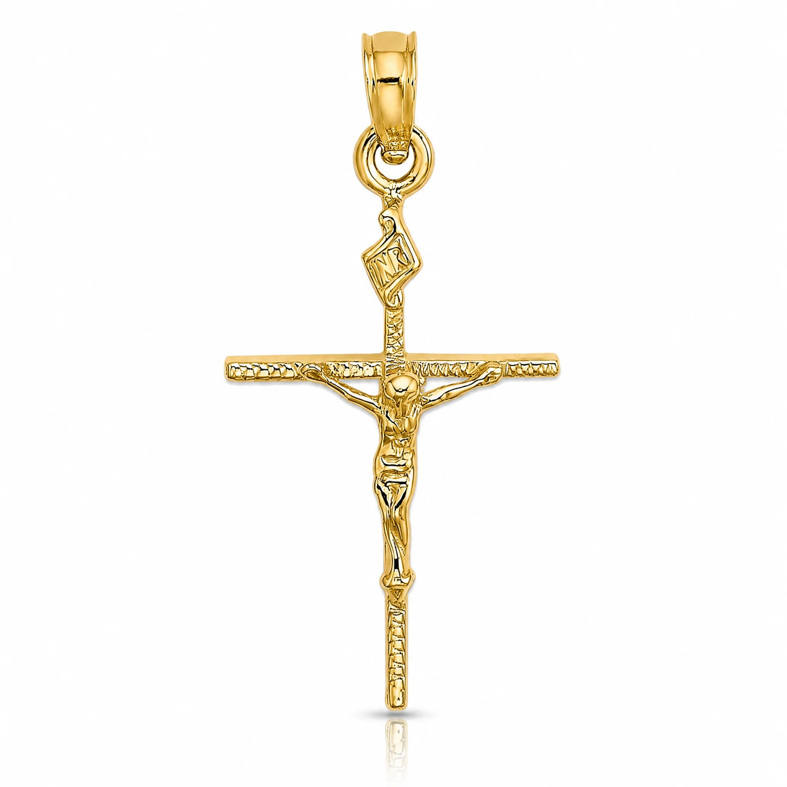 10K / 14K Yellow Gold INRI Crucifix Charm