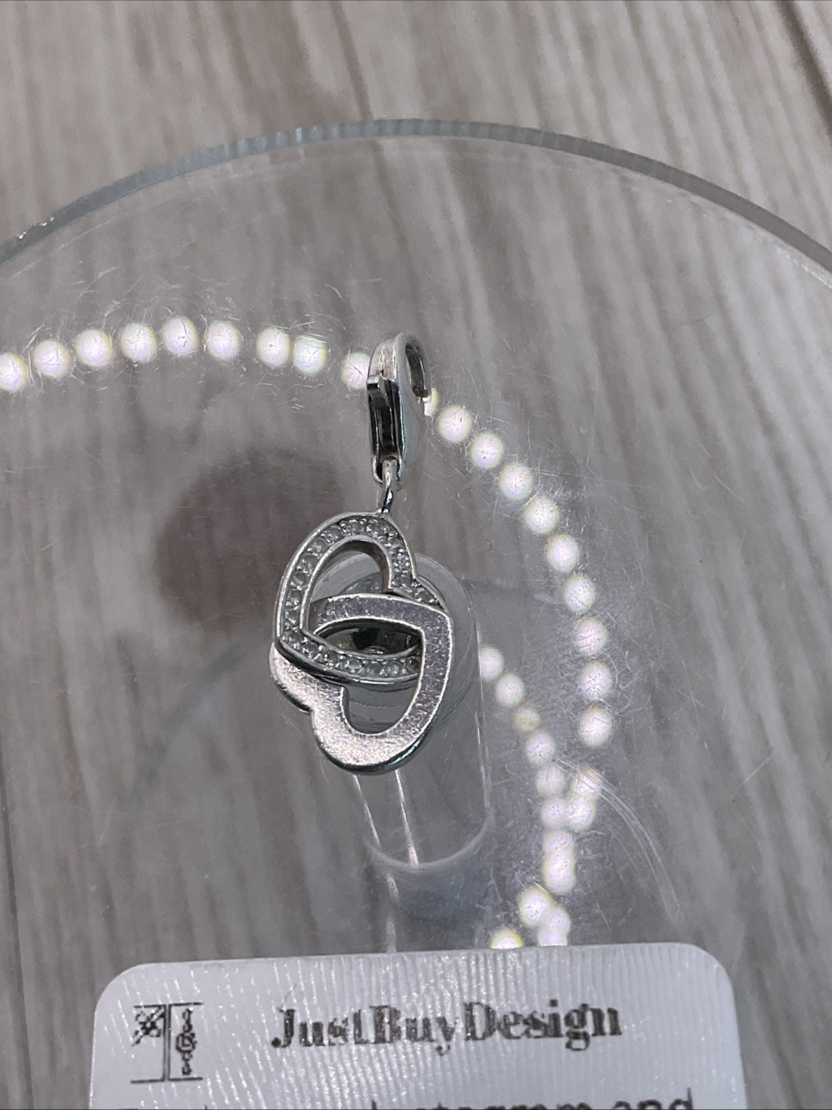 Thomas Sabo charm: Double Heart & Diamante, hallmarked TS 925. Sterling Silver