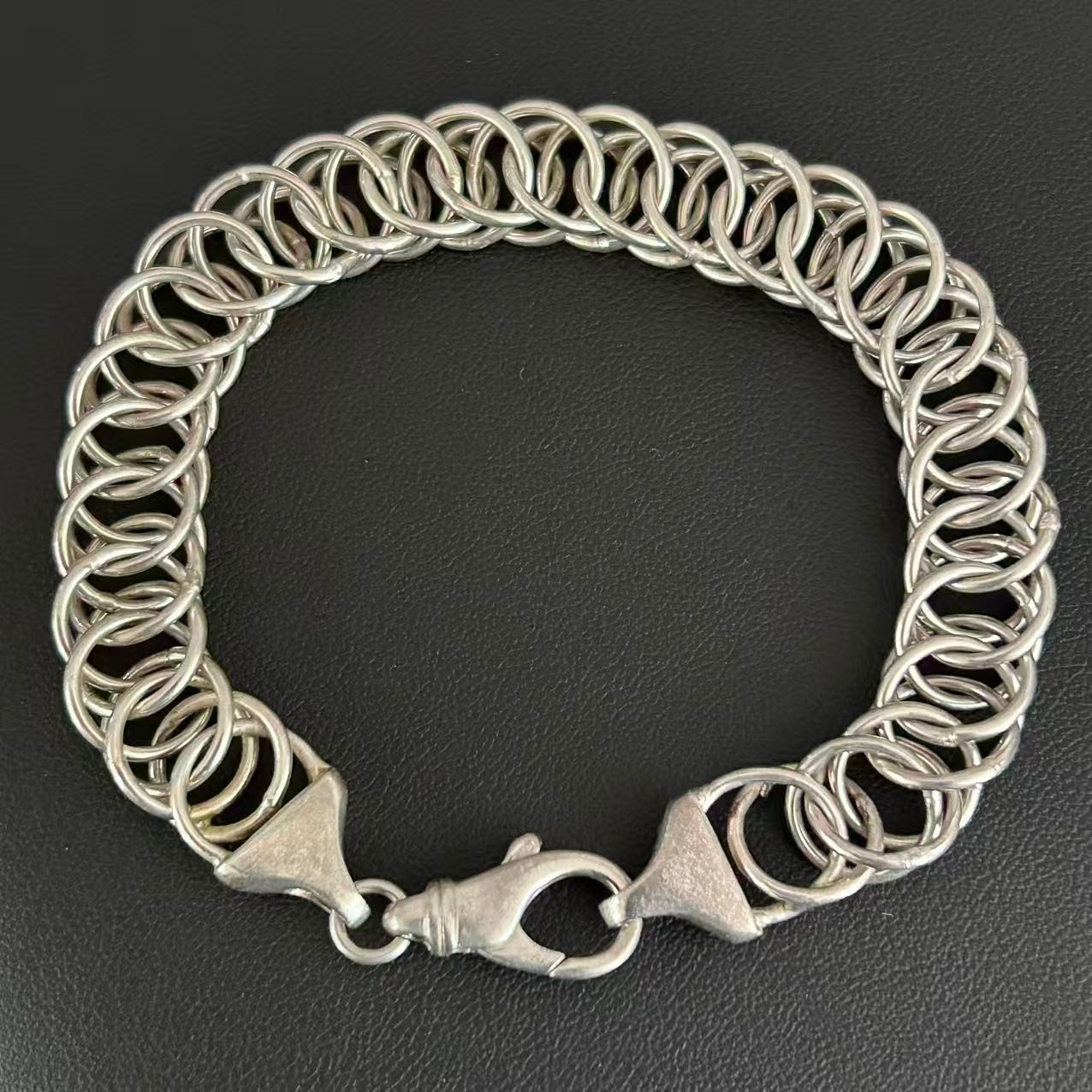 Vintage 925 Italy Sterling Silver Byzantine Chainmaille Link Bracelet 8”