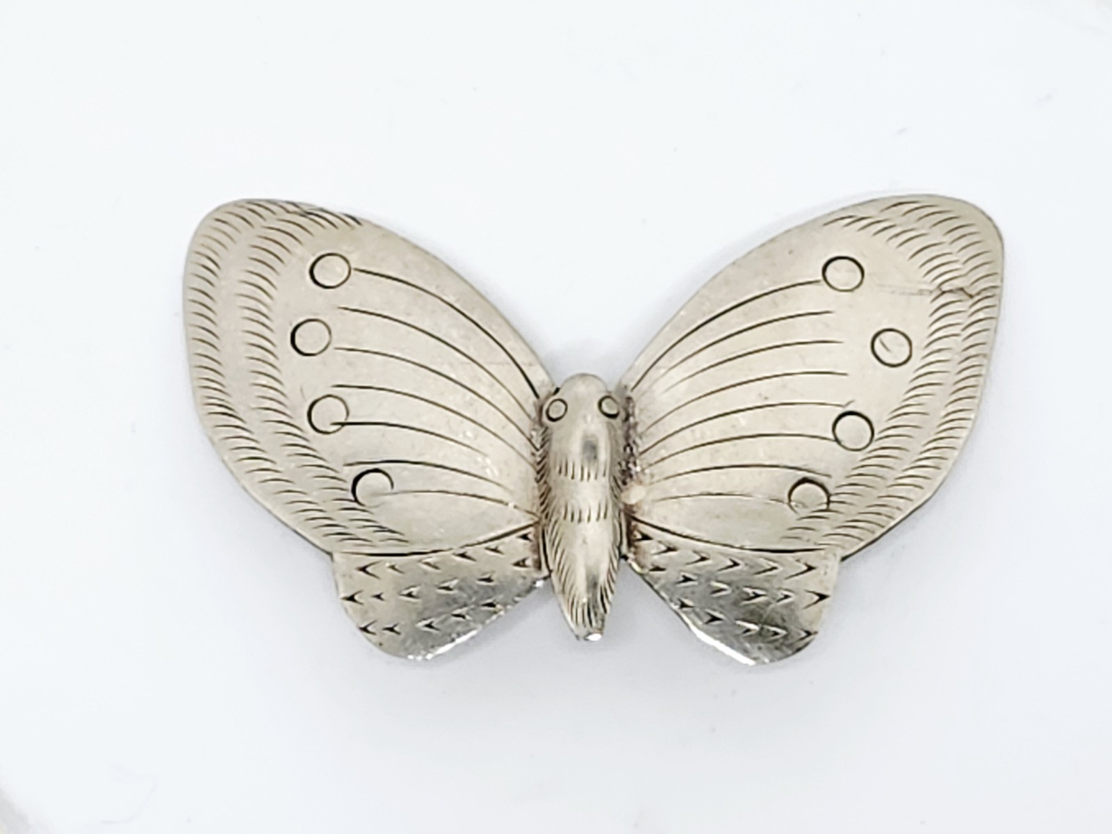 Vintage Nickel Silver Butterfly Brooch- 2 1/4″ W