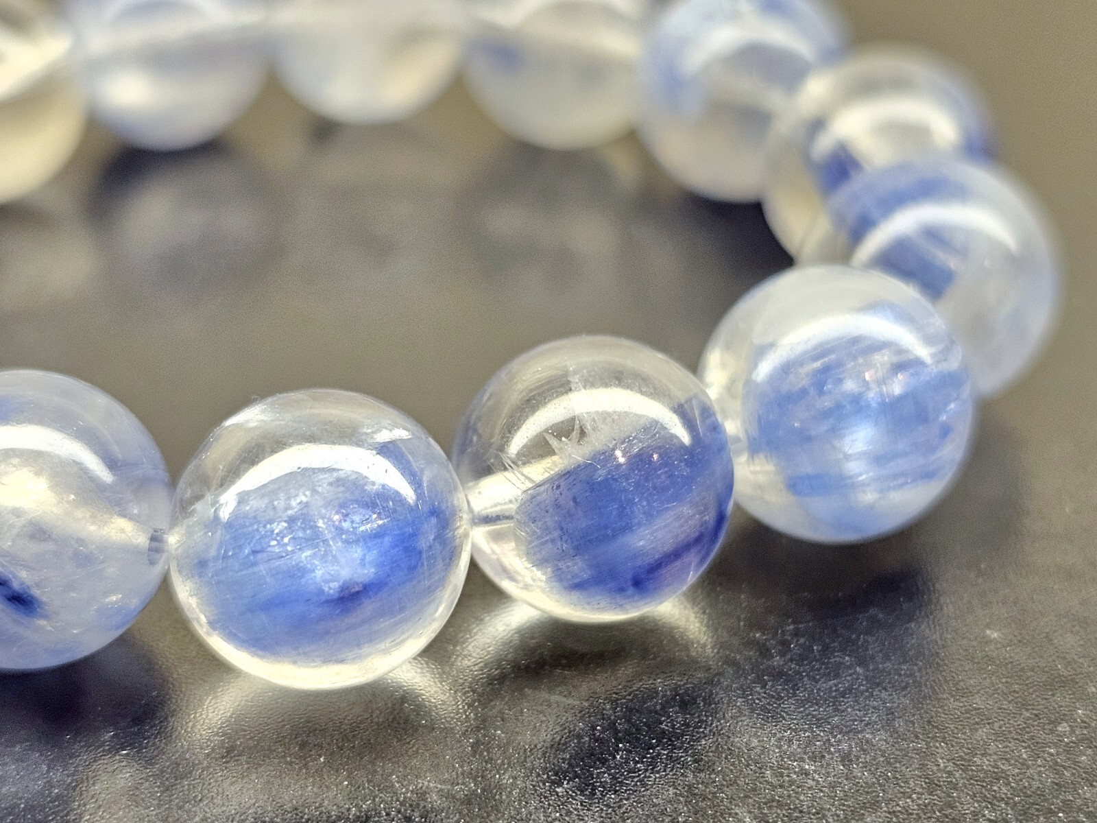 Rare Top Quality Icy Blue Kyanite Beads Bracelet 13.4mm