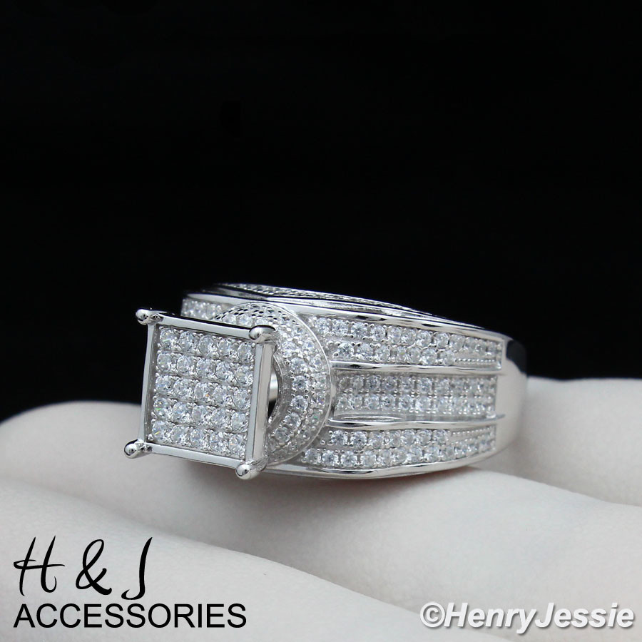 WOMEN 925 STERLING SILVER BLING CZ 8MM SQUARE ENGAGEMENT WEDDING RING*S86
