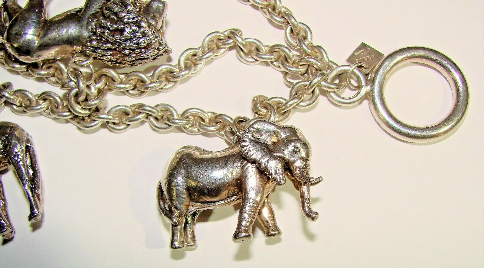 SUSAN CUMMINGS STERLING SILVER VINTAGE ENDANGERED SPECIES ANIMALS BRACELET LARGE