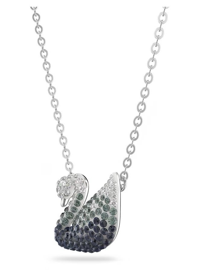 1Ct Round Cut VVS1/D Diamond Swan Pendant Solid 14K White Gold Finish Black Grey
