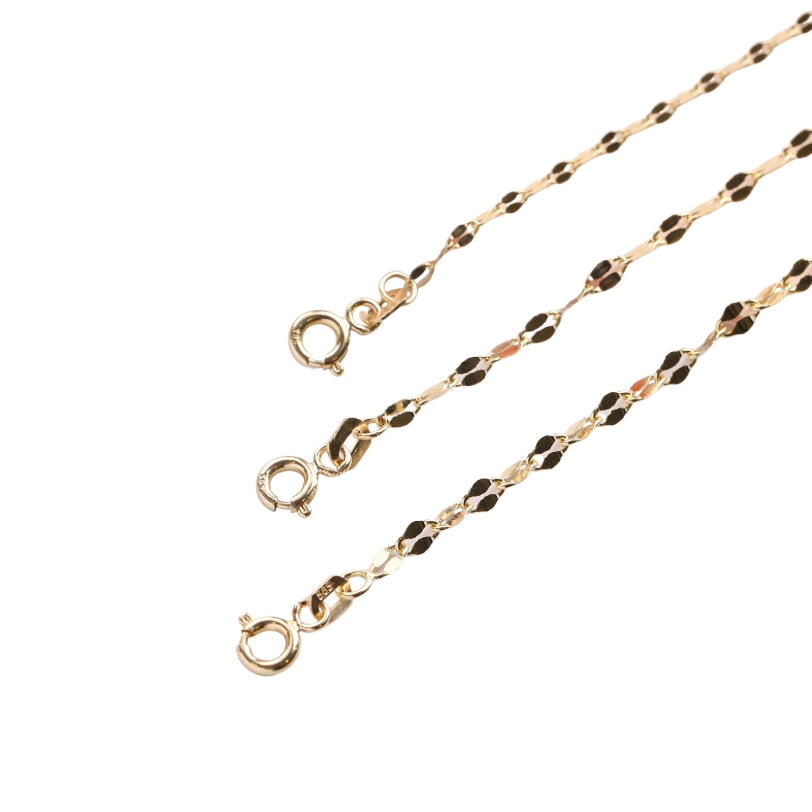 14K Gold Sparkle Chain Necklace, Glitter Chain Necklace, Flat Gold Link Chain