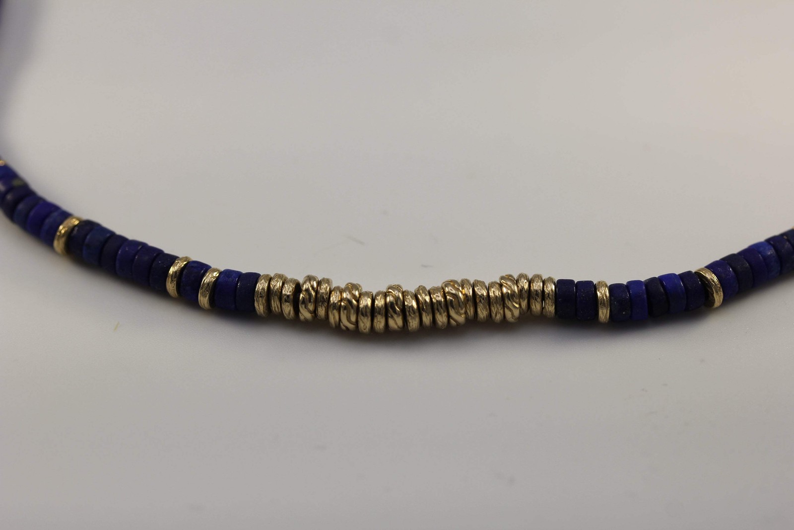 John Hardy 14K Yellow Gold Lapis Heishi Bracelet ~7.25in