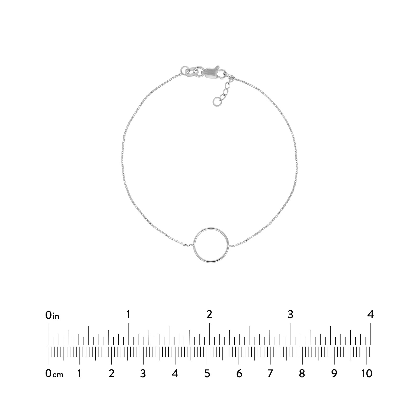 Wire Circle Adjustable Cable Chain Bracelet Real 14K White Gold 7.5″