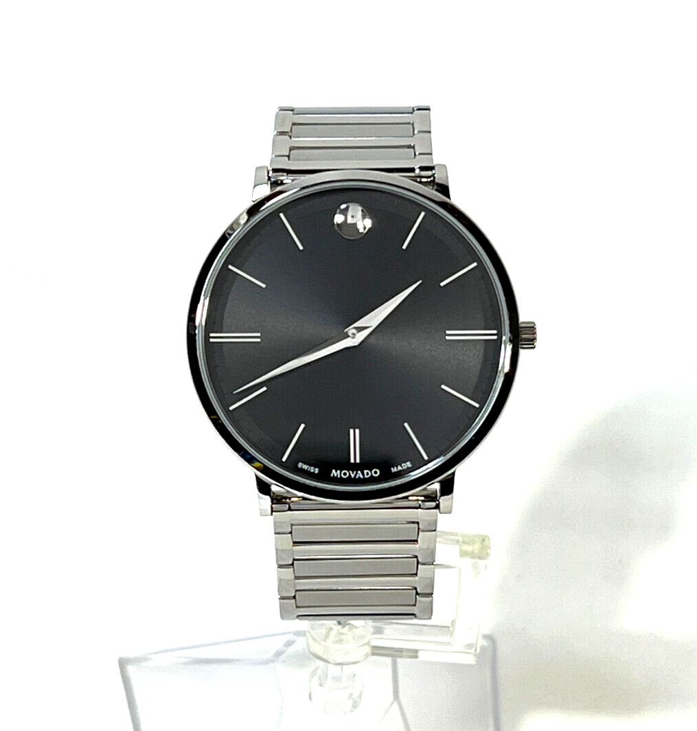 Movado Ultra Slim 40mm Stainless Steel Black Dial Swiss Men’s Watch