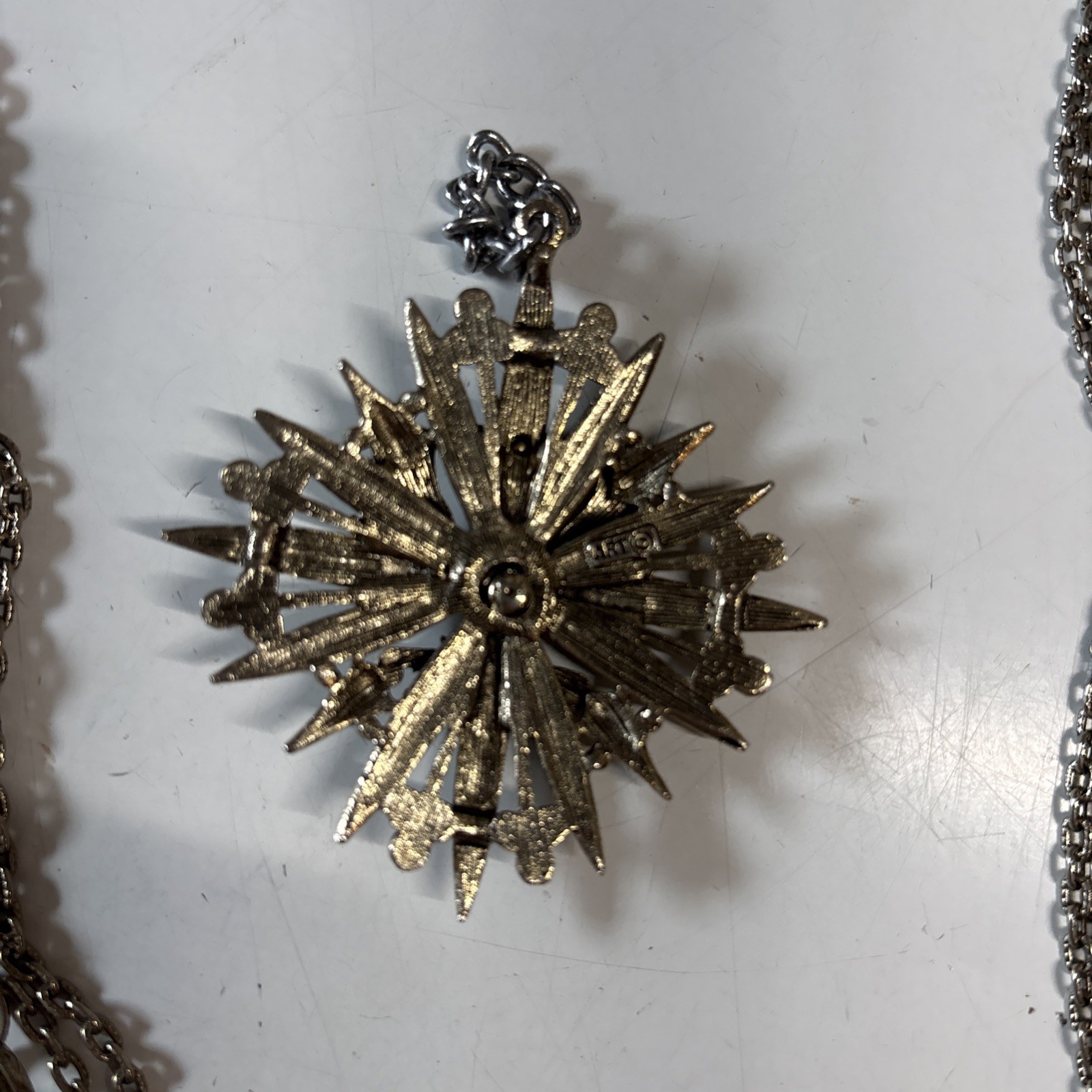 Vintage ART Arthur Pepper Maltese Cross military crown eagle Pendant Necklace 28