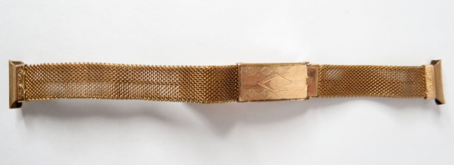 VTG WOMENS HANDI-FOLD 12K GOLD FILLED MESH BAND 5 1/4″ LONG & 13.3MM