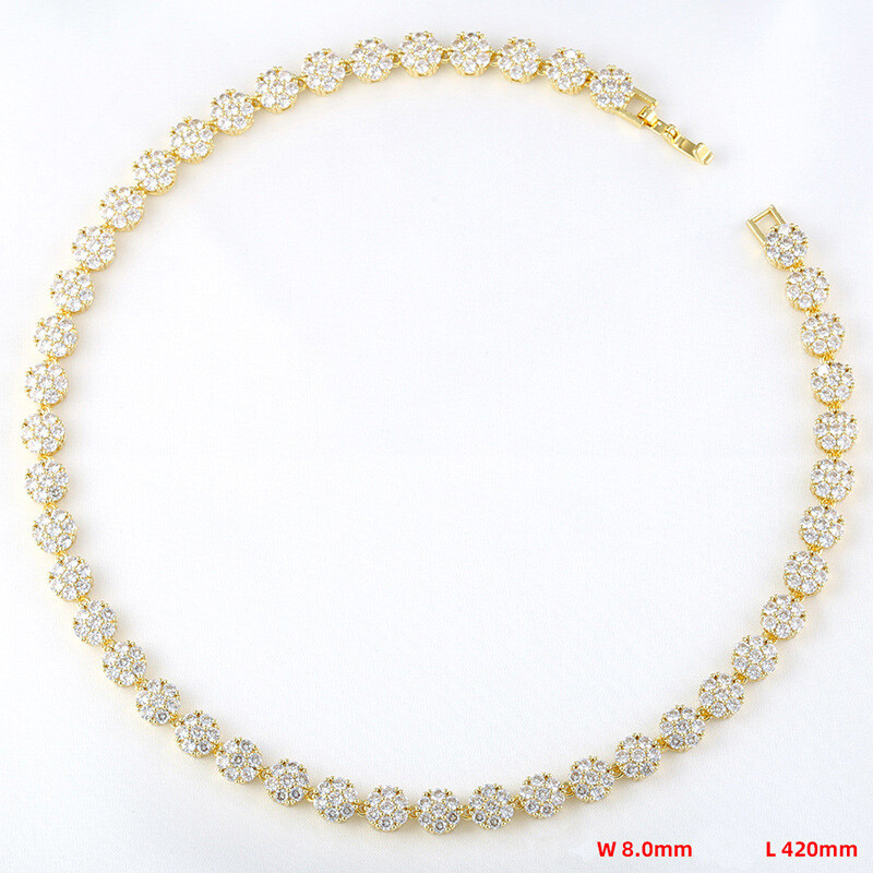 Charm Colorful Flower Tennis Chain Necklace Bracelet Jewelry Women Girl Choker