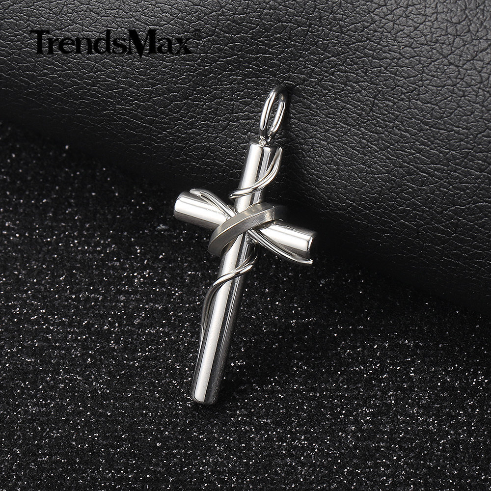 Silver Stainless Steel Jesus Christ Vine Cross Pendant Necklace Men Women Chain