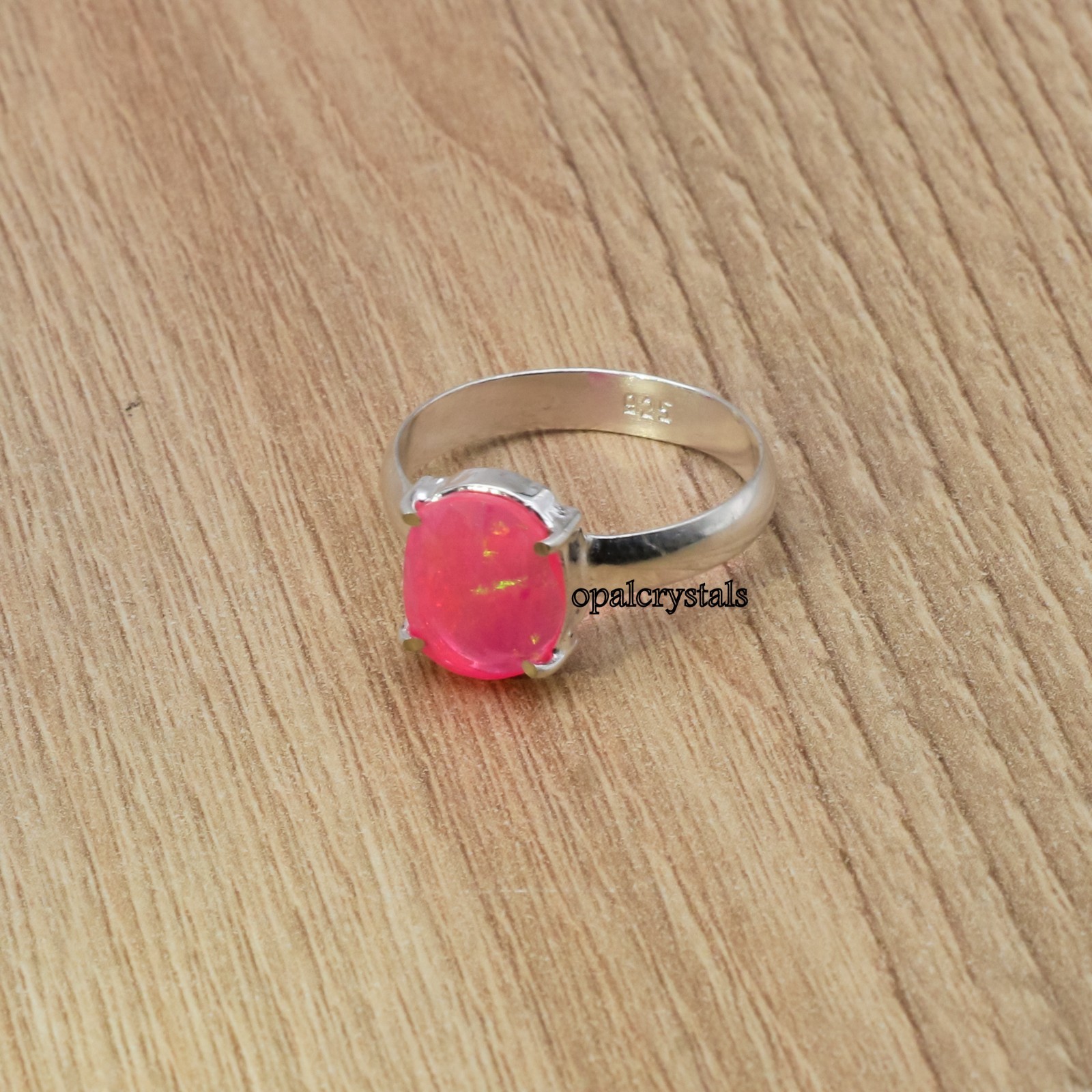 925 Sterling Silver Ring Handmade Ethiopian Opal Gemstone Statement Ring AllSize