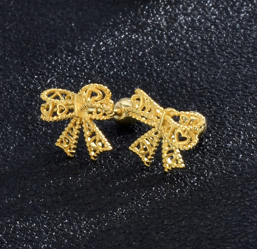 Sterling Silver 925 Hollow Bow Knot Screw Back Stud Earrings Women Gift Box I44