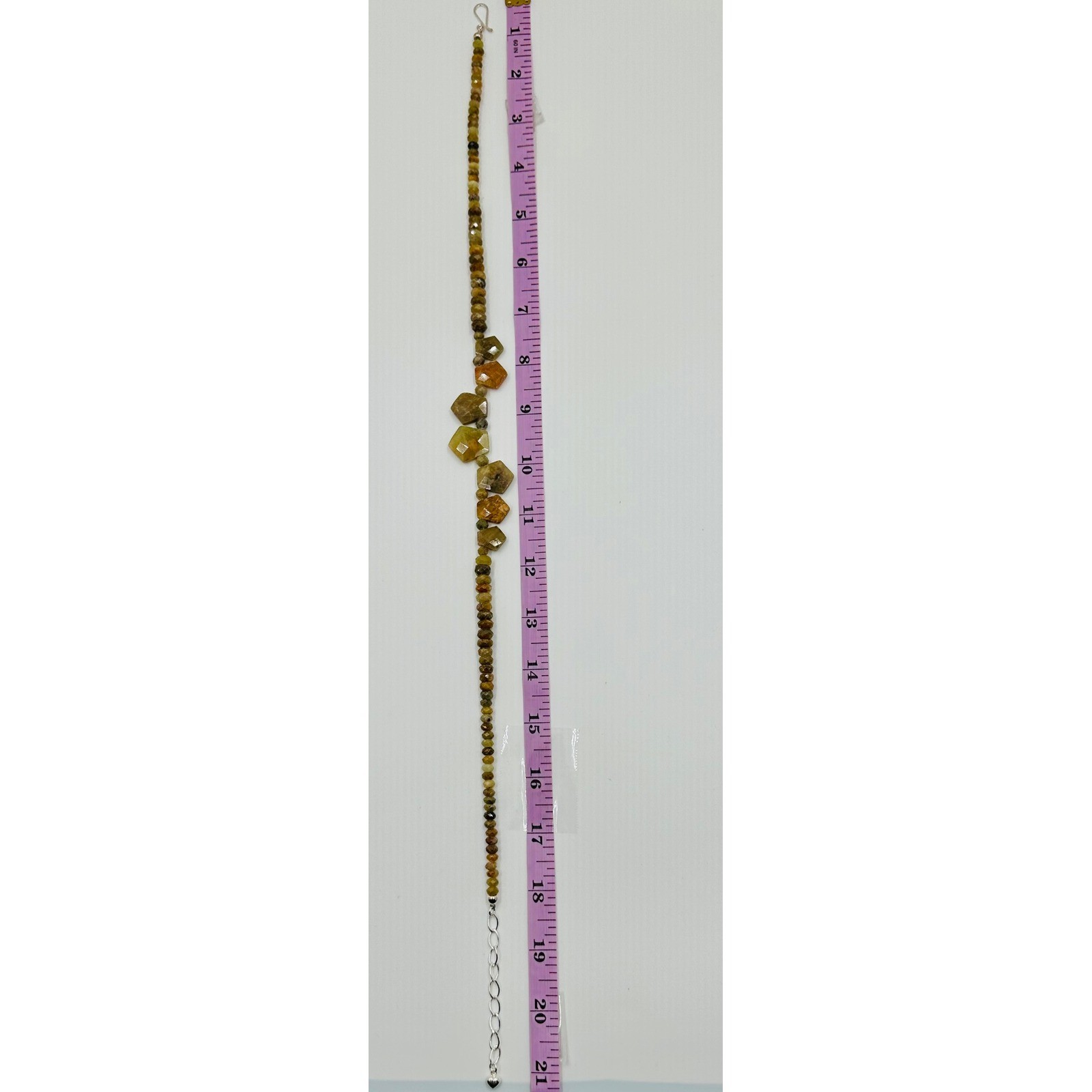 Jay King Sterling DTR Silver Faceted Green Amber Garnet Graduated Bead Necklace