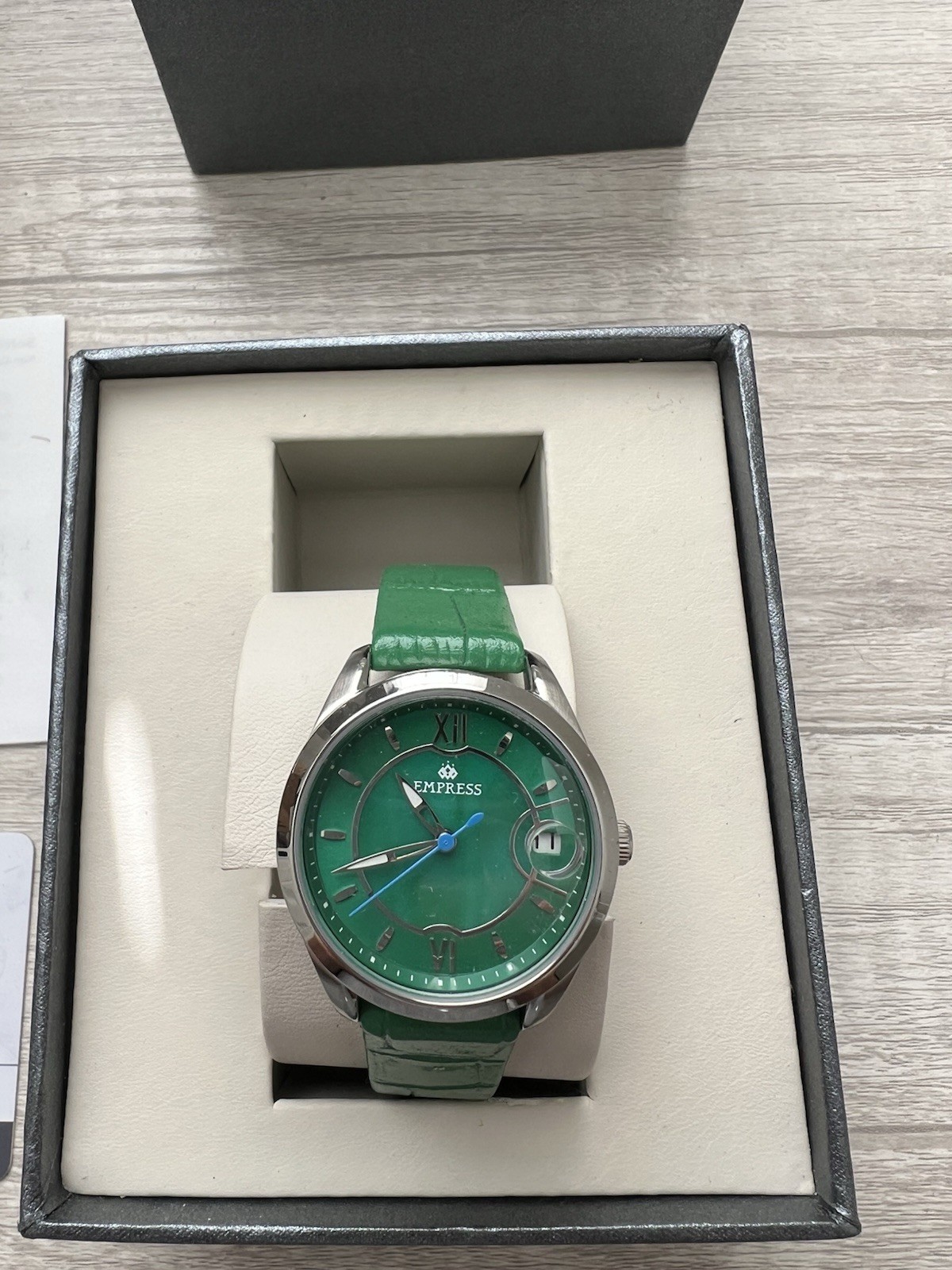 Empress Beatrice Ladies Automatic Green Dial Leather Watch EMPEM2002 – New