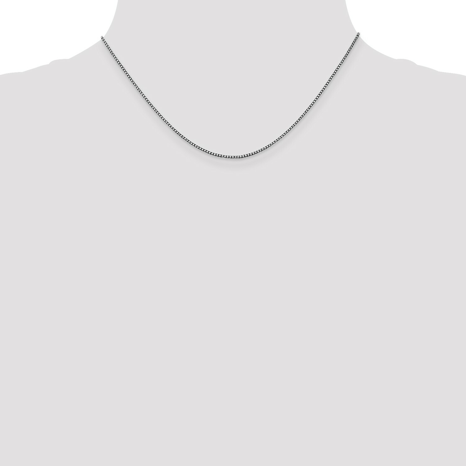 14k White Gold 1.05mm Solid Plain Box Link Chain w/ Lobster Clasp 16″ – 30″
