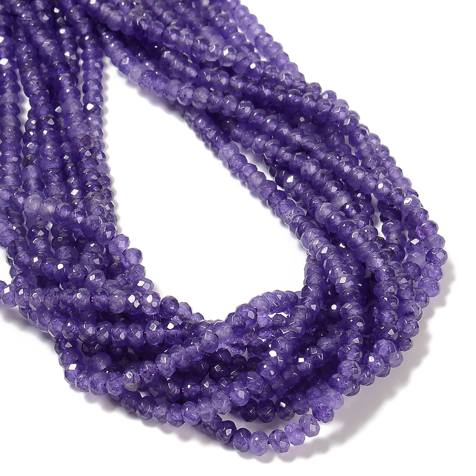 Amethyst Color Dyed Jade Faceted Rondelle Beads Size 3x4mm 14” Strand