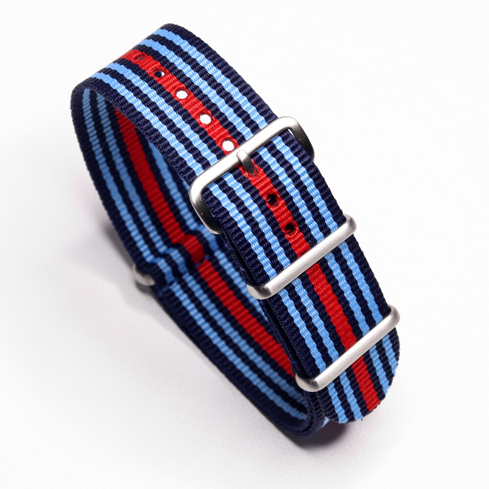 One-Piece Martini Inspired Lancia Rally Racing Colors Strap Nylon Watch Band