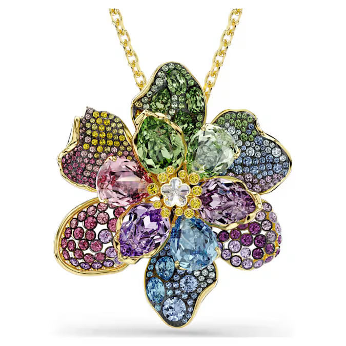 Swarovski Idyllia pendant and brooch Mixed cut, set with gemstones, flowers